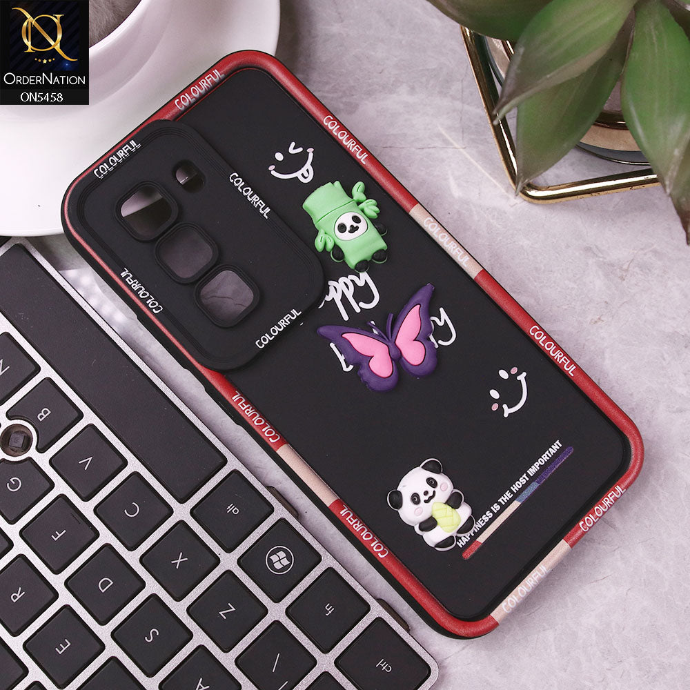 Infinix Hot 50 Pro Cover - Black - Cute Smily 3D Cartoon Soft Silicon Case