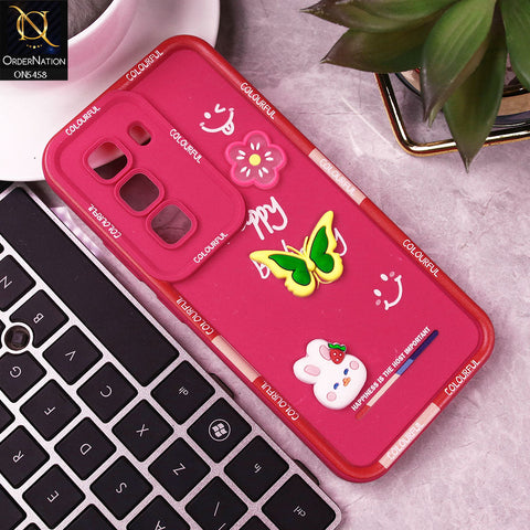 Infinix Hot 50 Pro Cover - Pink - Cute Smily 3D Cartoon Soft Silicon Case