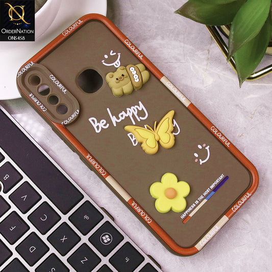 Infinix Hot 8 Cover - Brown - Cute Smily 3D Cartoon Soft Silicon Case