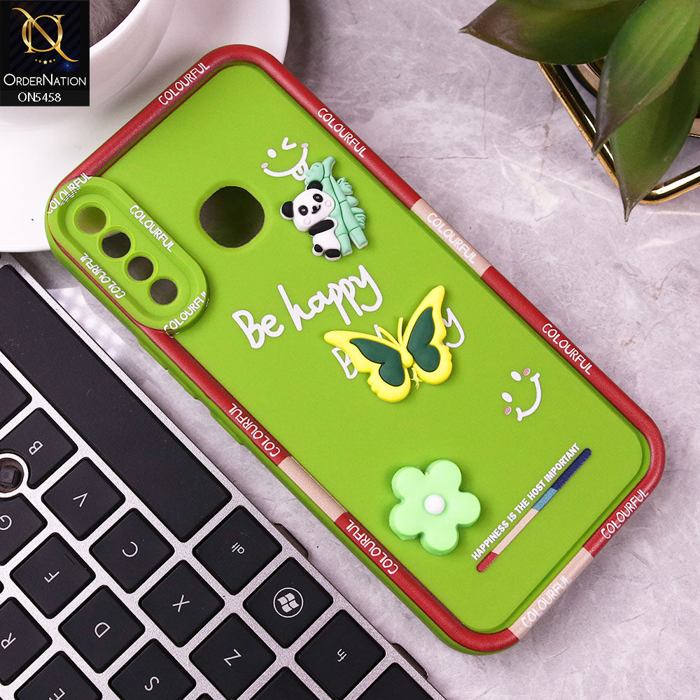 Tecno Camon 12 Cover - Green - Cute Smily 3D Cartoon Soft Silicon Case