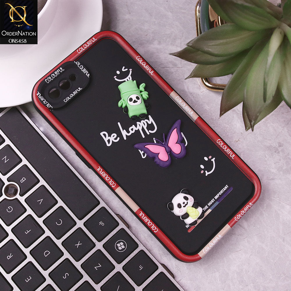 Oppo A1k Cover - Black - Cute Smily 3D Cartoon Soft Silicon Case