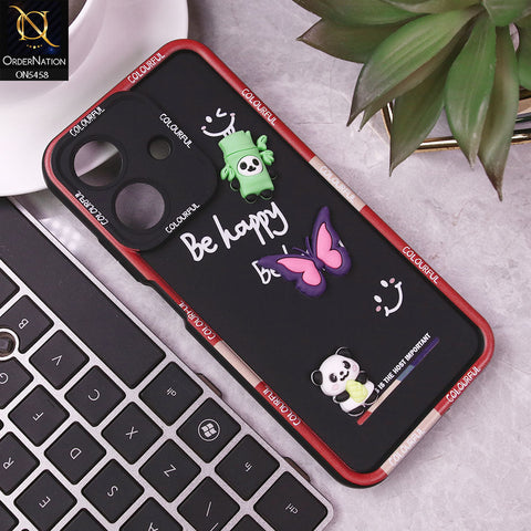 Realme Note 60x Cover - Black - Cute Smily 3D Cartoon Soft Silicon Case