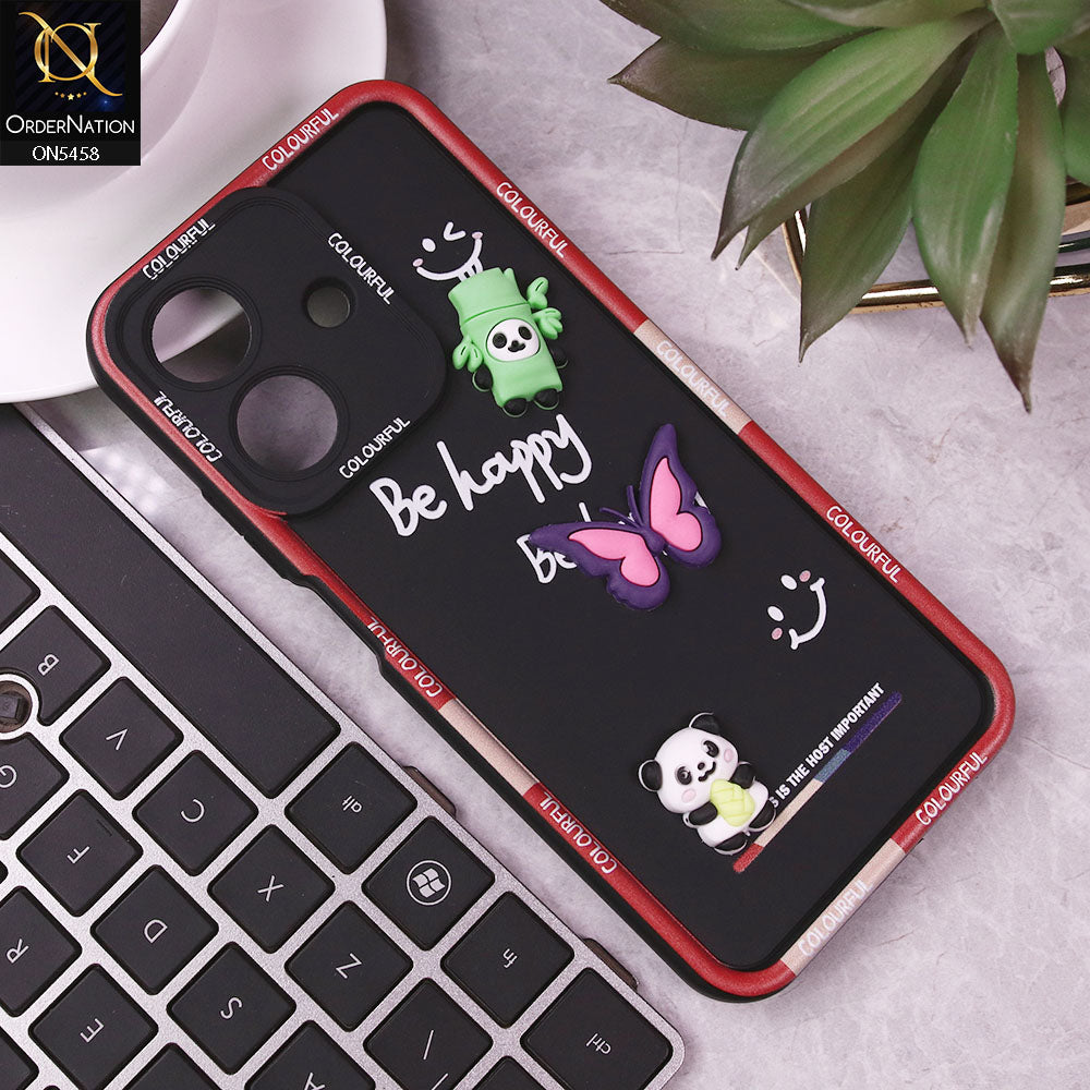 Realme C61 (India) Cover - Black - Cute Smily 3D Cartoon Soft Silicon Case