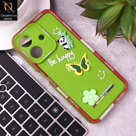 Realme Note 60x Cover - Green - Cute Smily 3D Cartoon Soft Silicon Case