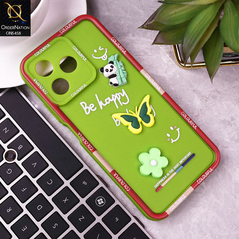 Realme Narzo N53 Cover - Green - Cute Smily 3D Cartoon Soft Silicon Case