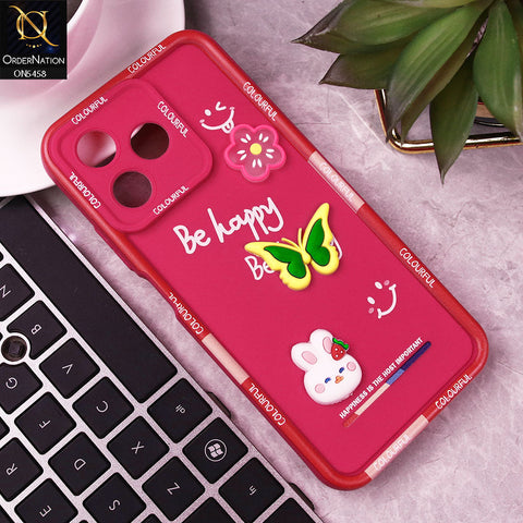 Realme C53 Cover - Pink - Cute Smily 3D Cartoon Soft Silicon Case