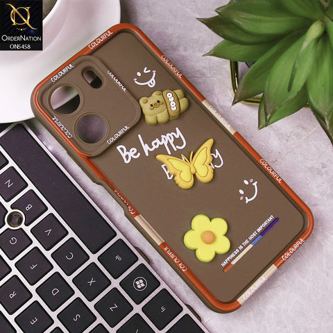 Xiaomi Redmi 13C Cover - Brown - Cute Smily 3D Cartoon Soft Silicon Case