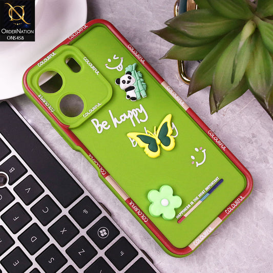 Xiaomi Redmi 13C Cover - Green - Cute Smily 3D Cartoon Soft Silicon Case
