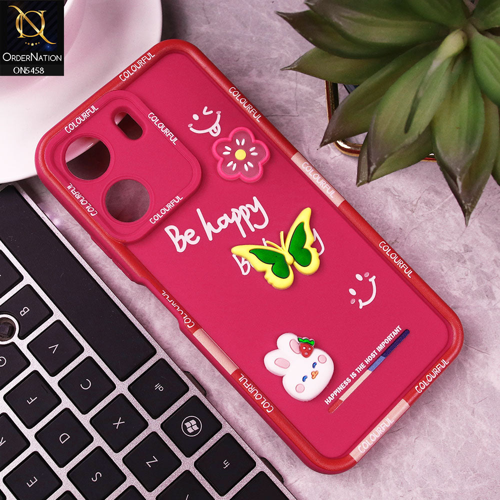 Xiaomi Poco C65 Cover - Pink - Cute Smily 3D Cartoon Soft Silicon Case