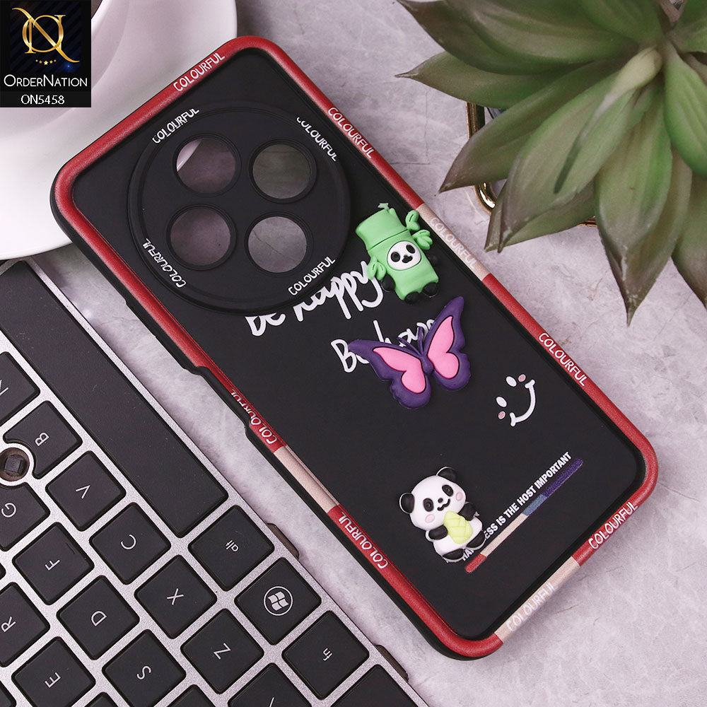 Xiaomi Redmi 14C Cover - Black - Cute Smily 3D Cartoon Soft Silicon Case