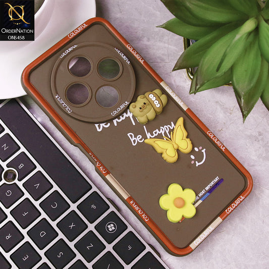 Xiaomi Redmi 14C Cover - Brown - Cute Smily 3D Cartoon Soft Silicon Case