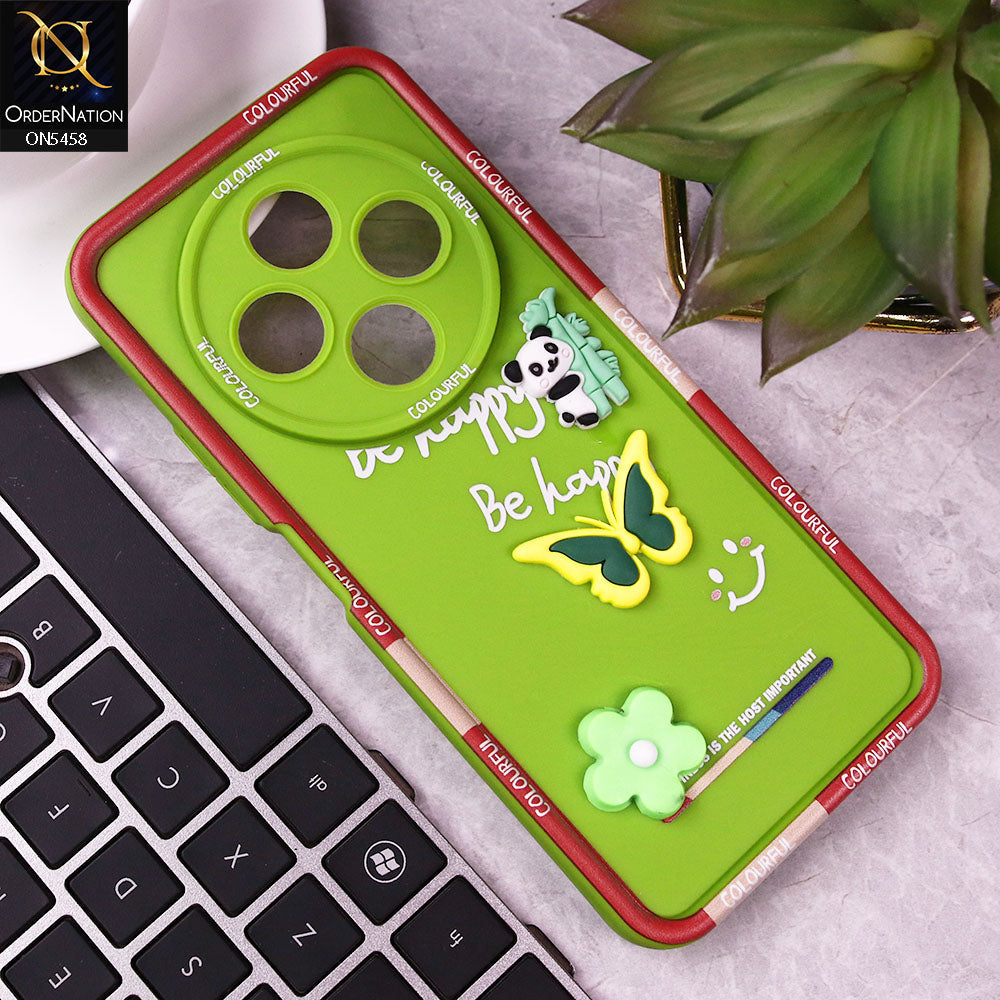 Xiaomi Poco C75 Cover - Green - Cute Smily 3D Cartoon Soft Silicon Case