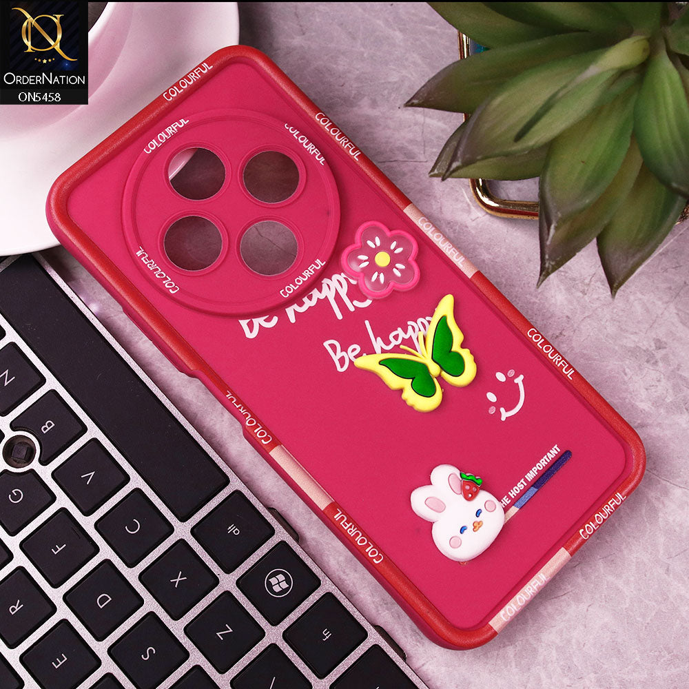 Xiaomi Redmi 14C Cover - Pink - Cute Smily 3D Cartoon Soft Silicon Case