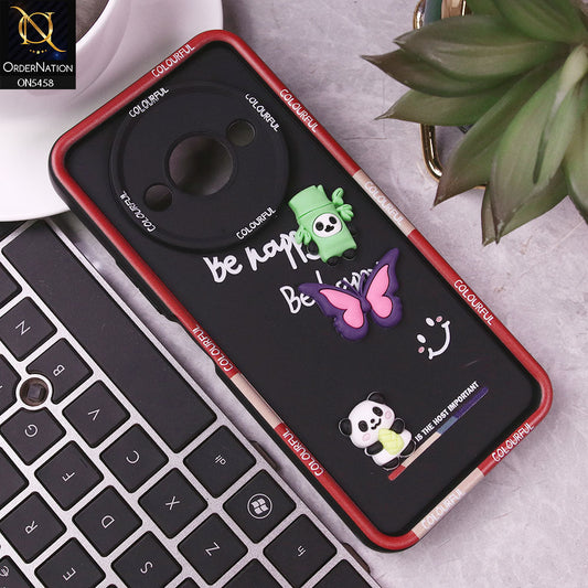Xiaomi Redmi A3 Cover - Black - Cute Smily 3D Cartoon Soft Silicon Case