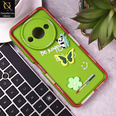 Xiaomi Redmi A3 Cover - Green - Cute Smily 3D Cartoon Soft Silicon Case