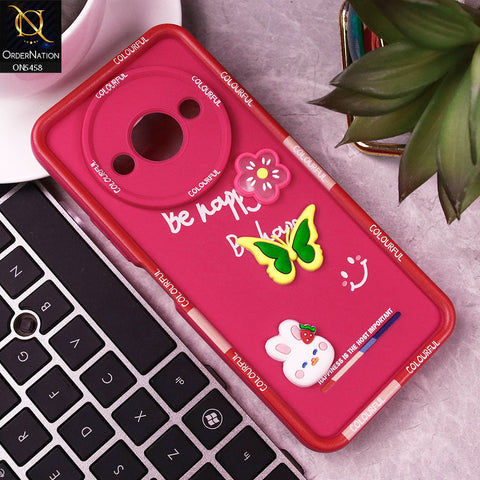 Xiaomi Poco C61 Cover - Pink - Cute Smily 3D Cartoon Soft Silicon Case