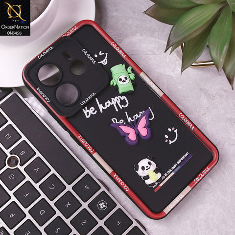 Xiaomi Redmi Note 14 4G Cover - Black - Cute Smily 3D Cartoon Soft Silicon Case