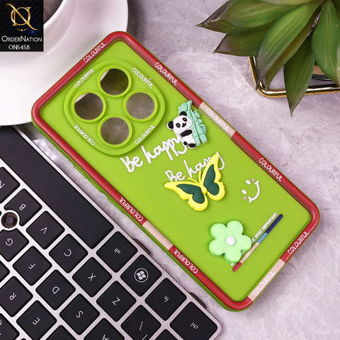 Xiaomi Redmi Note 14 Pro 4G Cover - Green - Cute Smily 3D Cartoon Soft Silicon Case