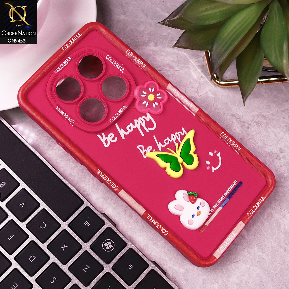 Xiaomi Redmi Note 14 Pro 4G Cover - Pink - Cute Smily 3D Cartoon Soft Silicon Case