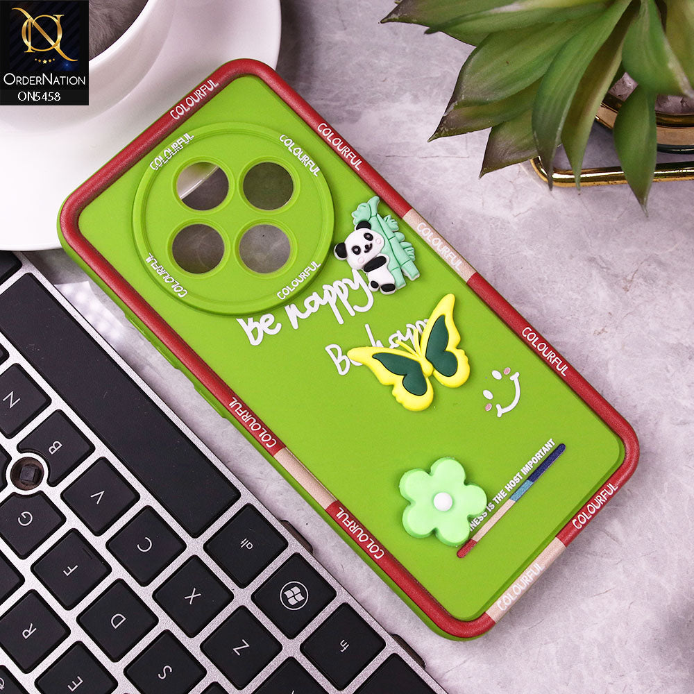 Oppo F27 Cover - Green - Cute Smily 3D Cartoon Soft Silicon Case