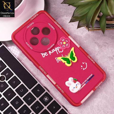 Oppo Reno 12F Cover - Pink - Cute Smily 3D Cartoon Soft Silicon Case