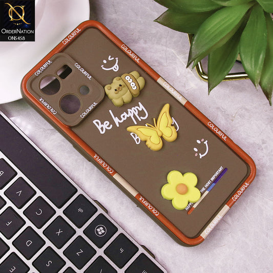 Oppo F21 Pro 4G Cover - Brown - Cute Smily 3D Cartoon Soft Silicon Case