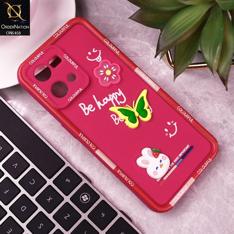 Oppo Reno 7 4G Cover - Pink - Cute Smily 3D Cartoon Soft Silicon Case