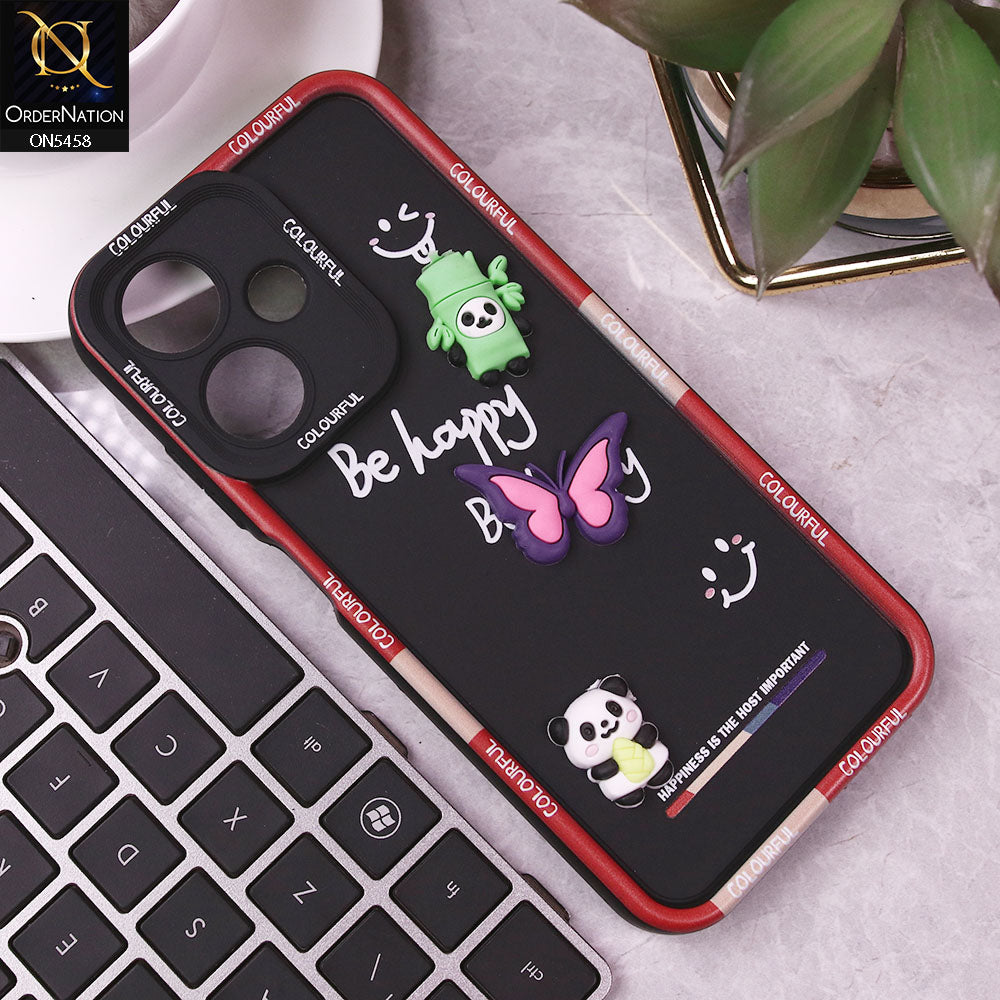 Samsung Galaxy A06 Cover - Black - Cute Smily 3D Cartoon Soft Silicon Case