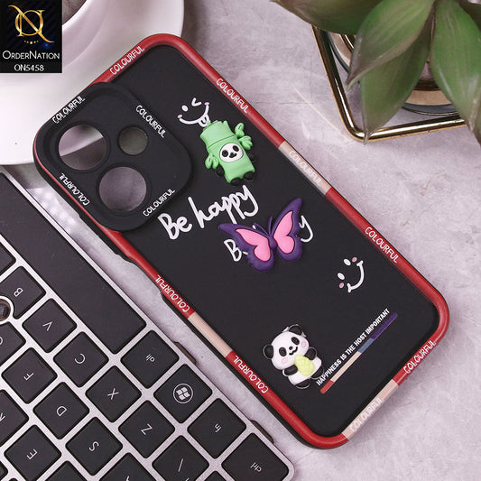 Samsung Galaxy A06 Cover - Black - Cute Smily 3D Cartoon Soft Silicon Case