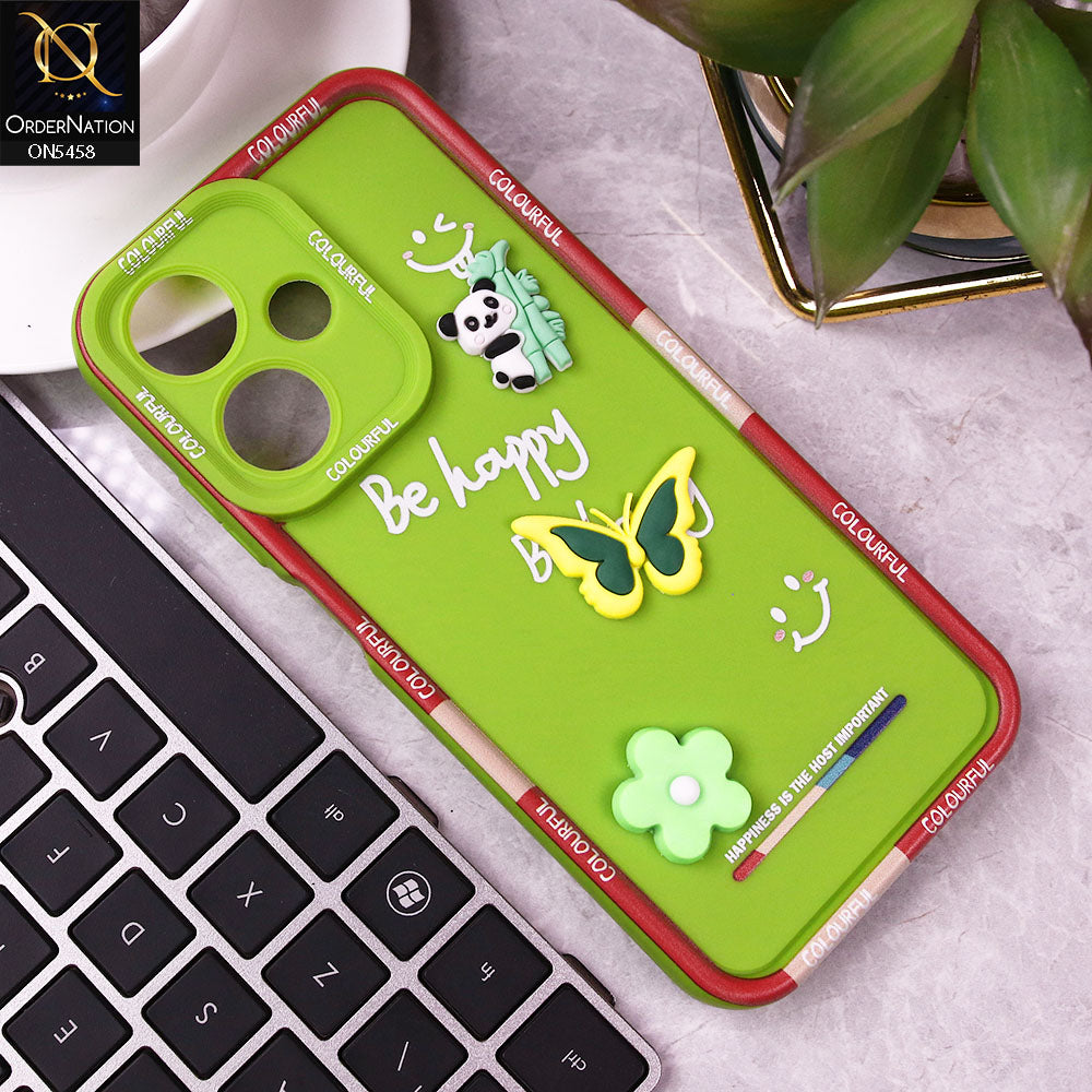 Samsung Galaxy A06 Cover - Green - Cute Smily 3D Cartoon Soft Silicon Case