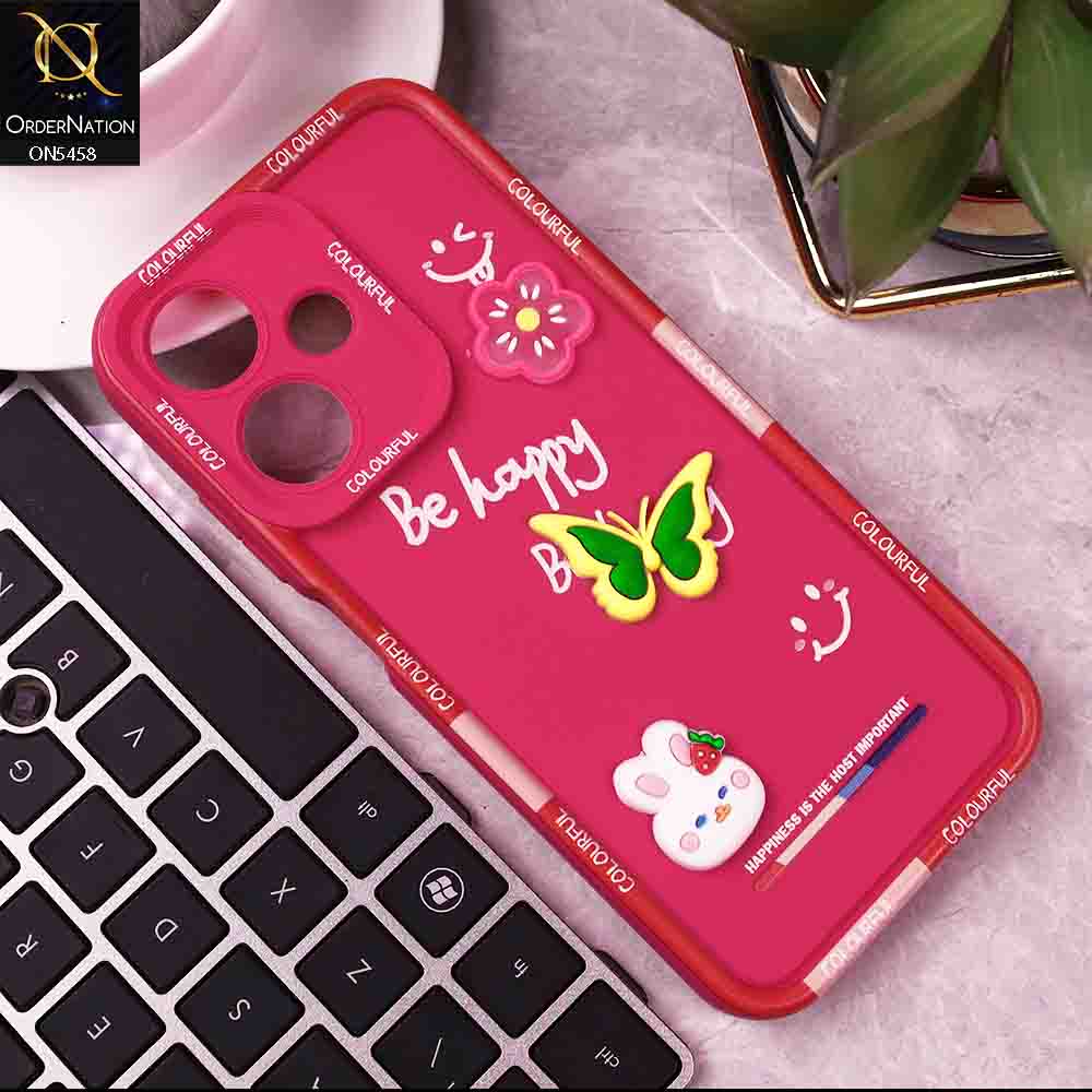 Samsung Galaxy A06 Cover - Pink - Cute Smily 3D Cartoon Soft Silicon Case