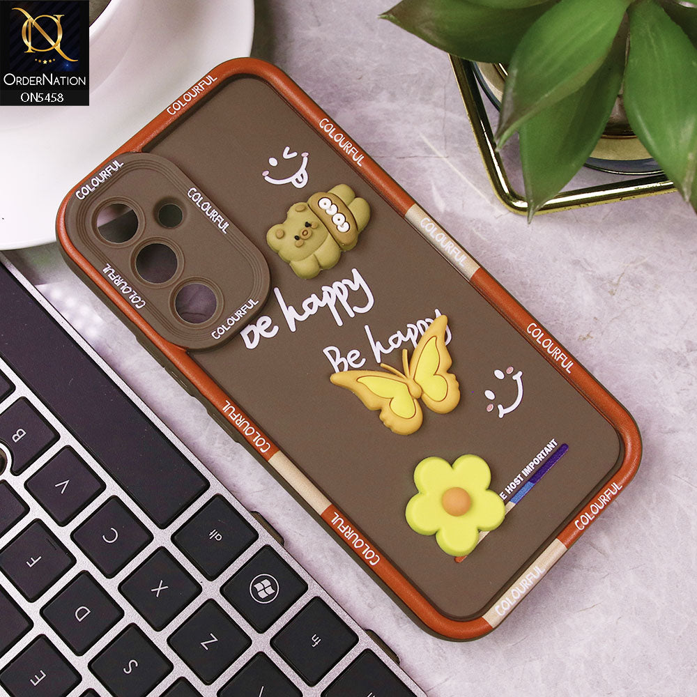 Samsung Galaxy A16 5G Cover - Brown - Cute Smily 3D Cartoon Soft Silicon Case