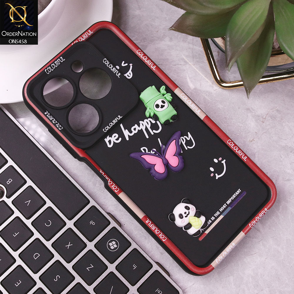 Tecno Spark Go 2024 Cover - Black - Cute Smily 3D Cartoon Soft Silicon Case