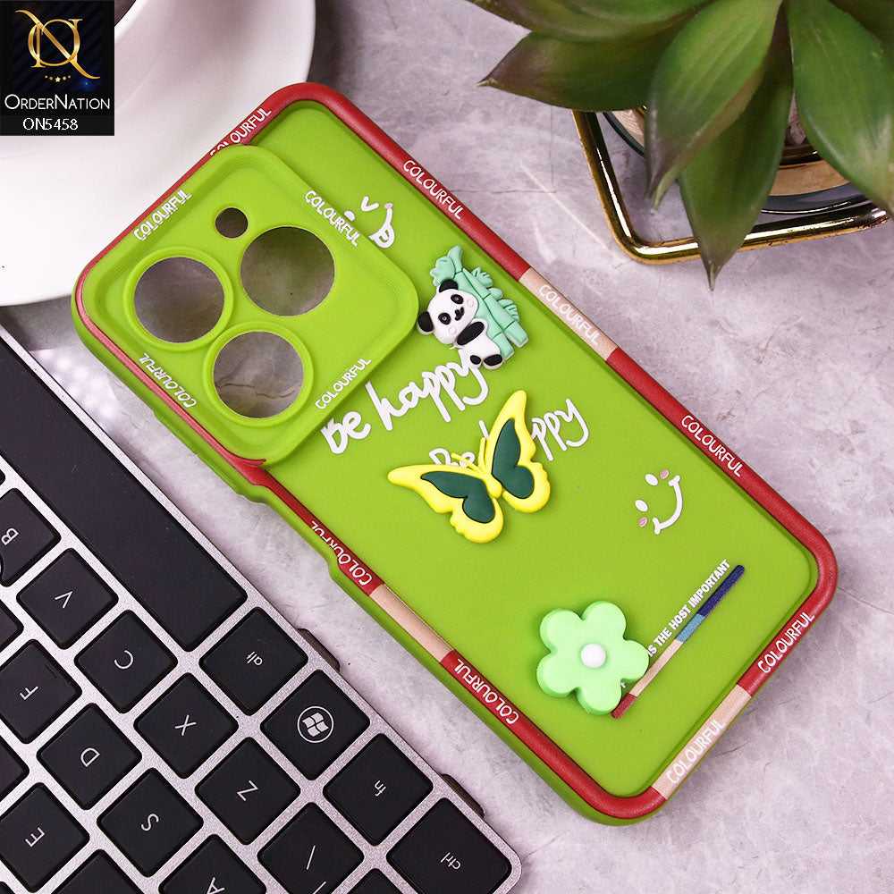 Tecno Spark Go 2024 Cover - Green - Cute Smily 3D Cartoon Soft Silicon Case