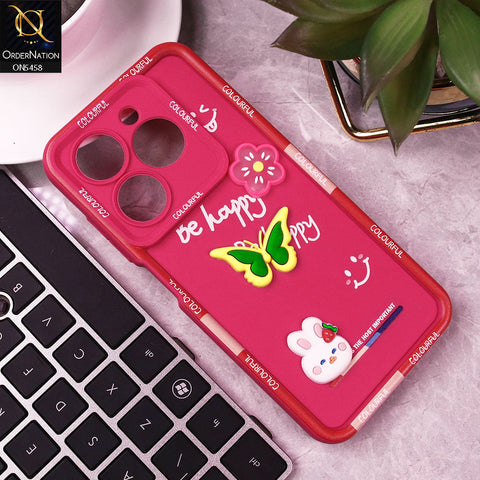 Tecno Pop 8 Cover - Pink - Cute Smily 3D Cartoon Soft Silicon Case