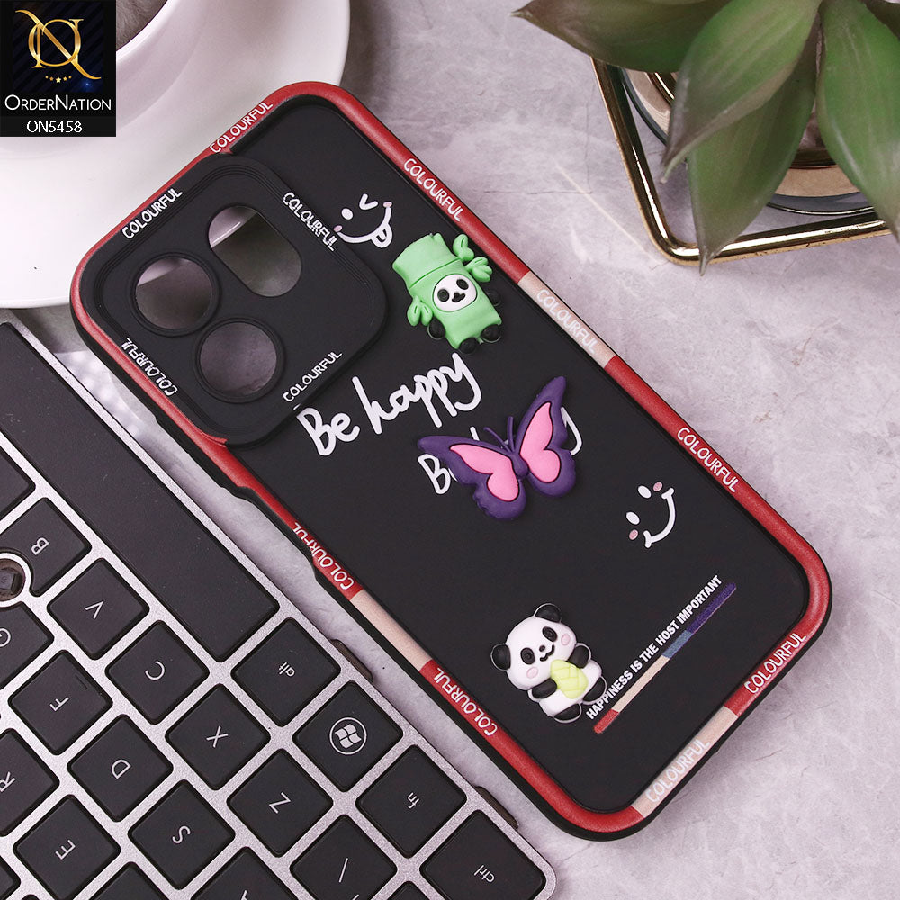 Infinix Hot 50i Cover - Black - Cute Smily 3D Cartoon Soft Silicon Case