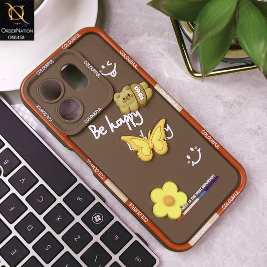 Infinix Hot 50i Cover - Brown - Cute Smily 3D Cartoon Soft Silicon Case