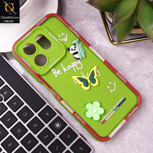 Infinix Hot 50i Cover - Green - Cute Smily 3D Cartoon Soft Silicon Case