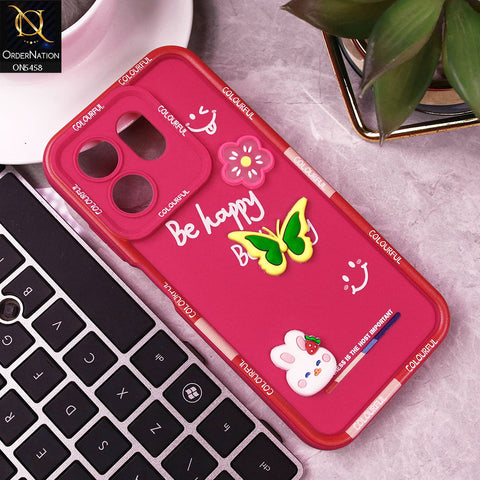 Infinix Hot 50i Cover - Pink - Cute Smily 3D Cartoon Soft Silicon Case
