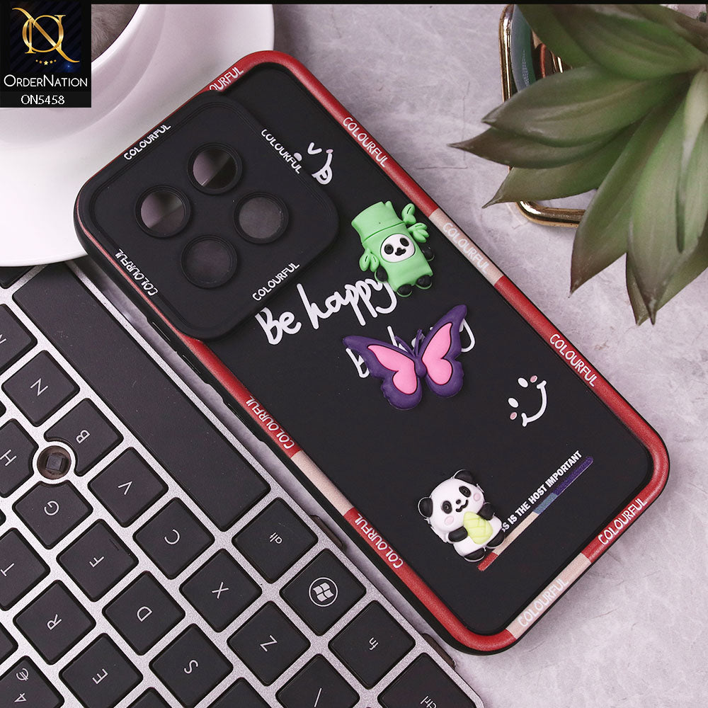 Tecno Spark 30 Pro Cover - Black - Cute Smily 3D Cartoon Soft Silicon Case