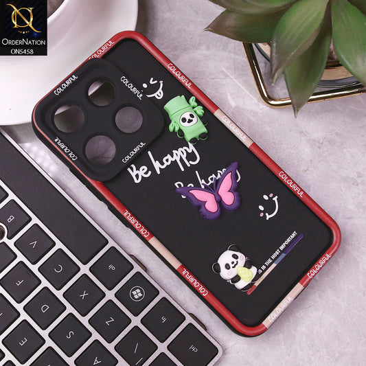 Infinix Smart 7 HD Cover - Black - Cute Smily 3D Cartoon Soft Silicon Case
