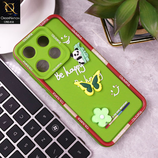 Infinix Smart 7 HD Cover - Green - Cute Smily 3D Cartoon Soft Silicon Case