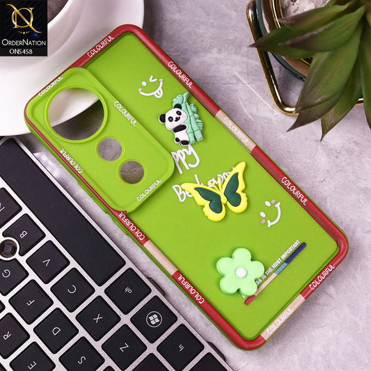 Vivo S19 Pro Cover - Green - Cute Smily 3D Cartoon Soft Silicon Case