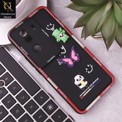 Vivo V40e Cover - Black - Cute Smily 3D Cartoon Soft Silicon Case