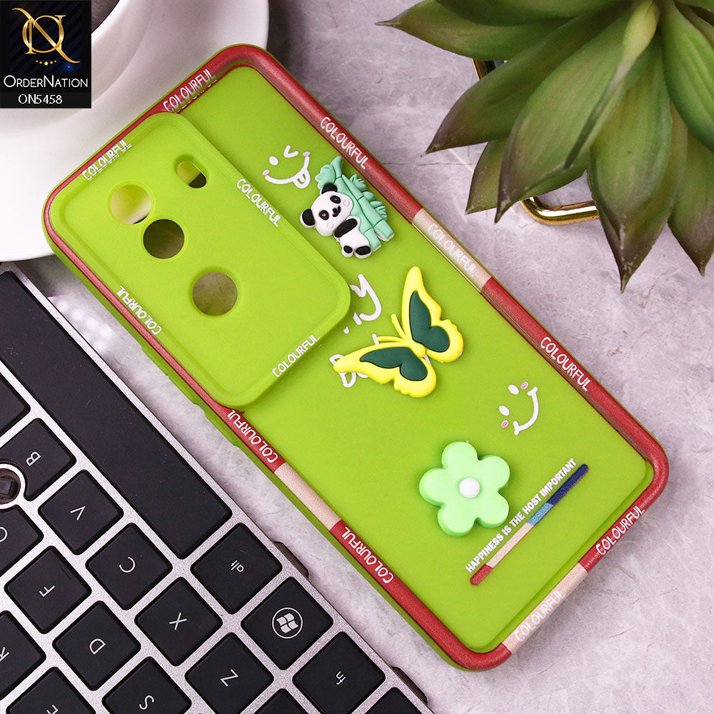 Vivo iQOO Z9s Cover - Green - Cute Smily 3D Cartoon Soft Silicon Case