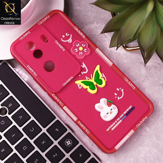 Vivo iQOO Z9s Cover - Pink - Cute Smily 3D Cartoon Soft Silicon Case