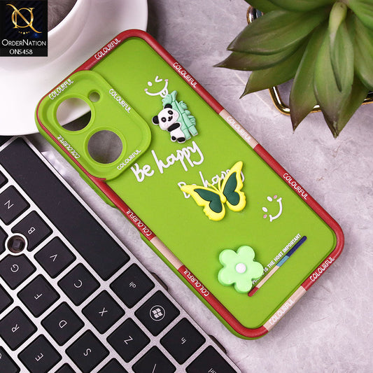 Vivo Y18 Cover - Green - Cute Smily 3D Cartoon Soft Silicon Case