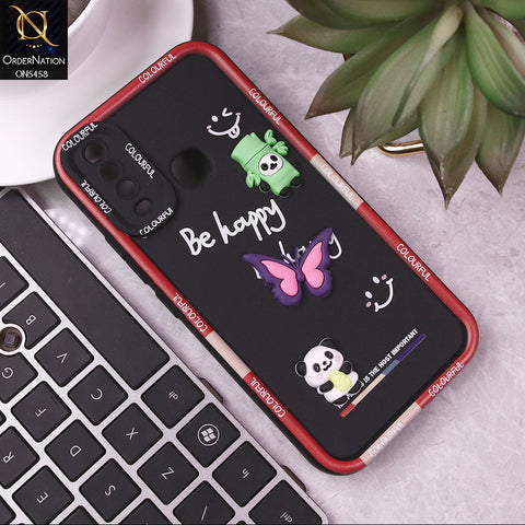 Vivo Y20i Cover - Black - Cute Smily 3D Cartoon Soft Silicon Case