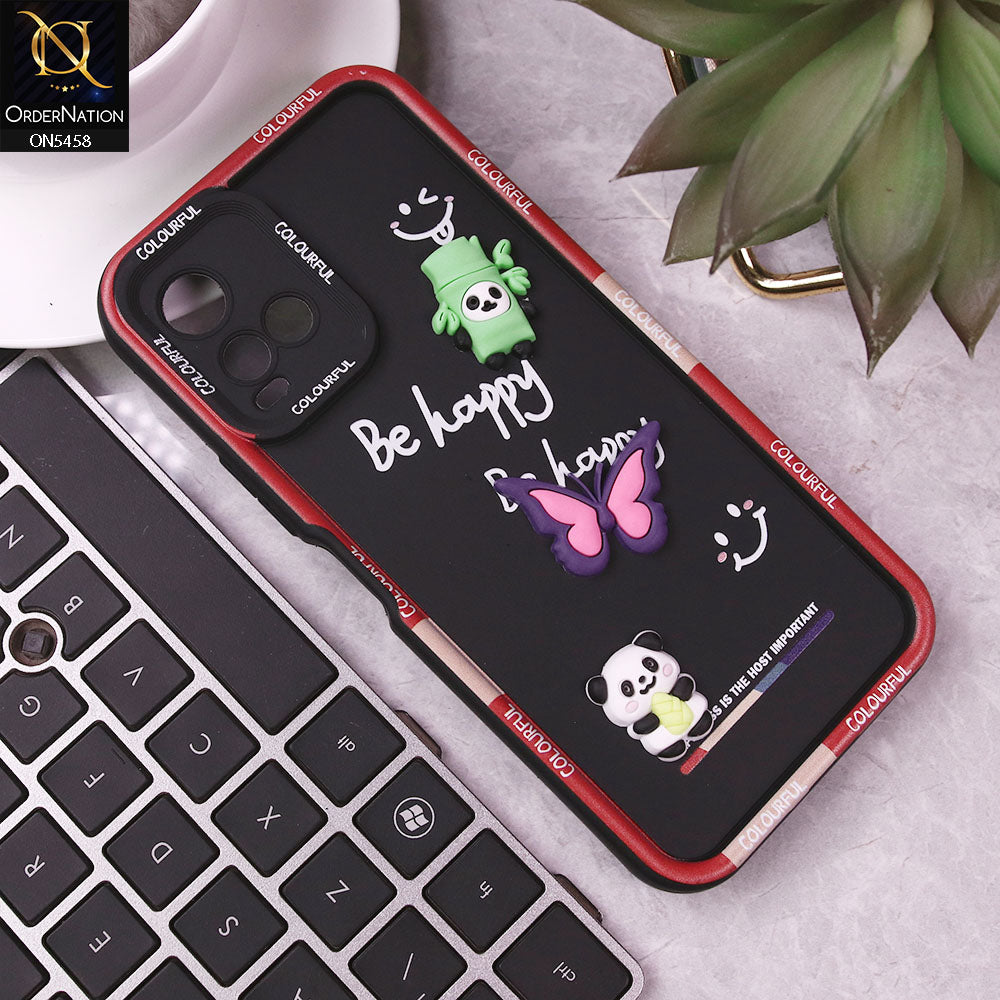 Vivo Y33t Cover - Black - Cute Smily 3D Cartoon Soft Silicon Case
