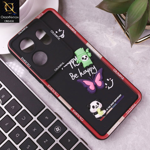 Infinix Zero 30 4G Cover - Black - Cute Smily 3D Cartoon Soft Silicon Case